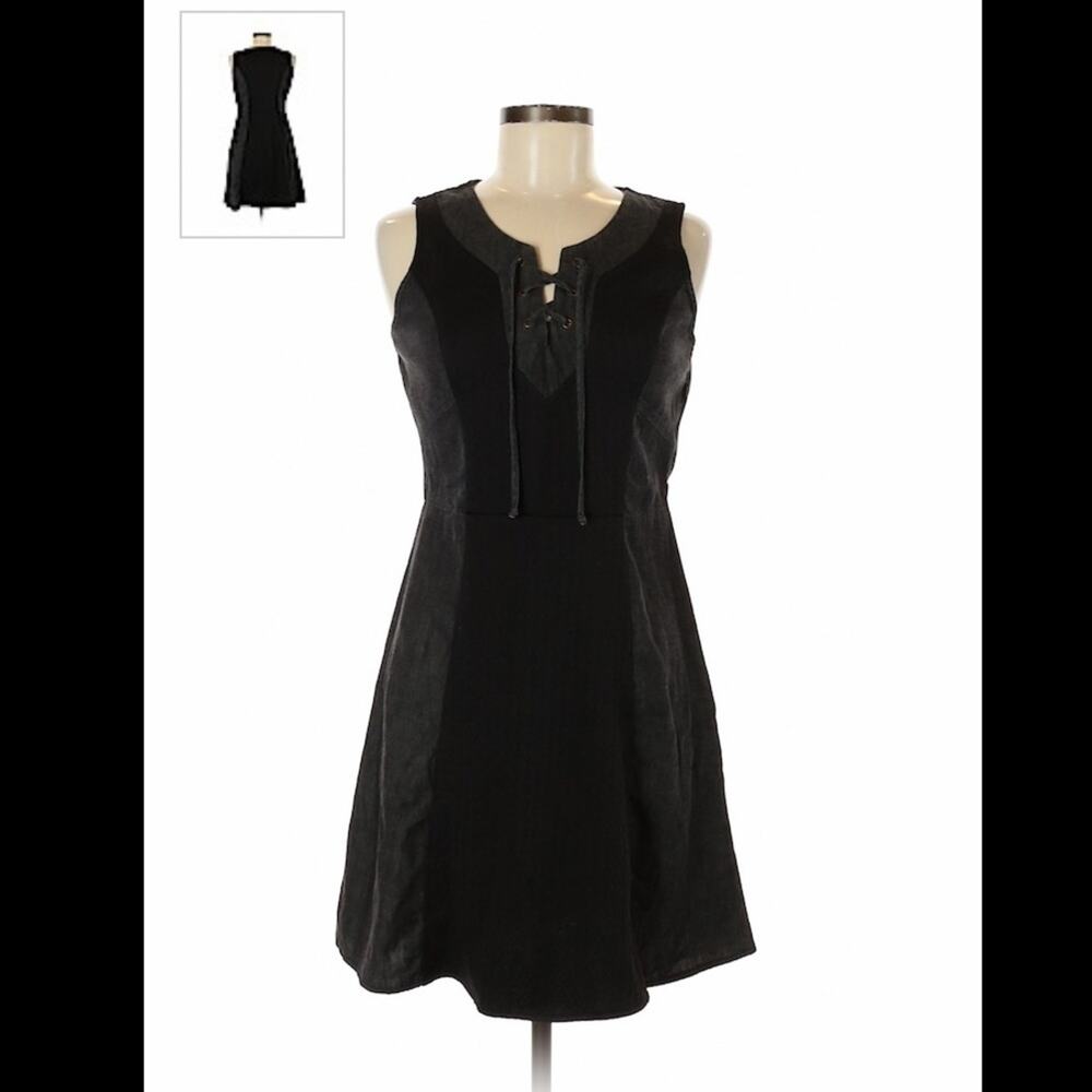 Bluet black and grey lace up a line dress, 6